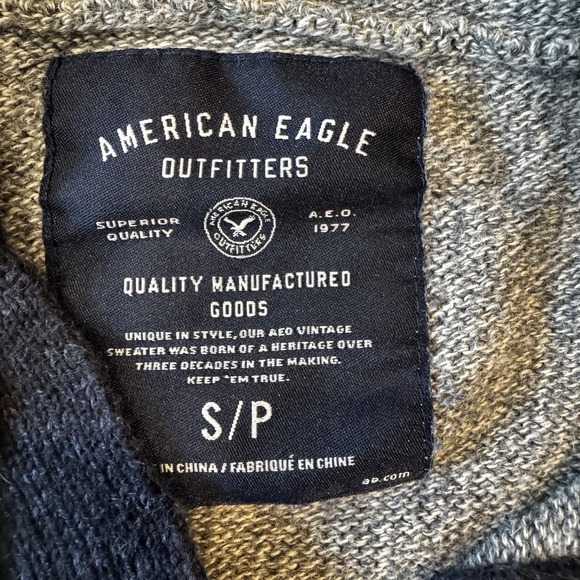 American Eagle‎ Aztec Hooded Pullover Cotton Sweater Kangaroo Pocket Men’s Small - Picture 7 of 11